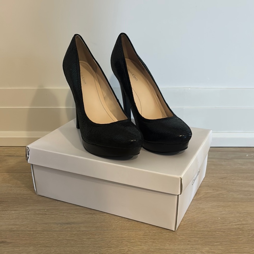 Calvin Klein Black Heels - Cindya Nubuck/Patent